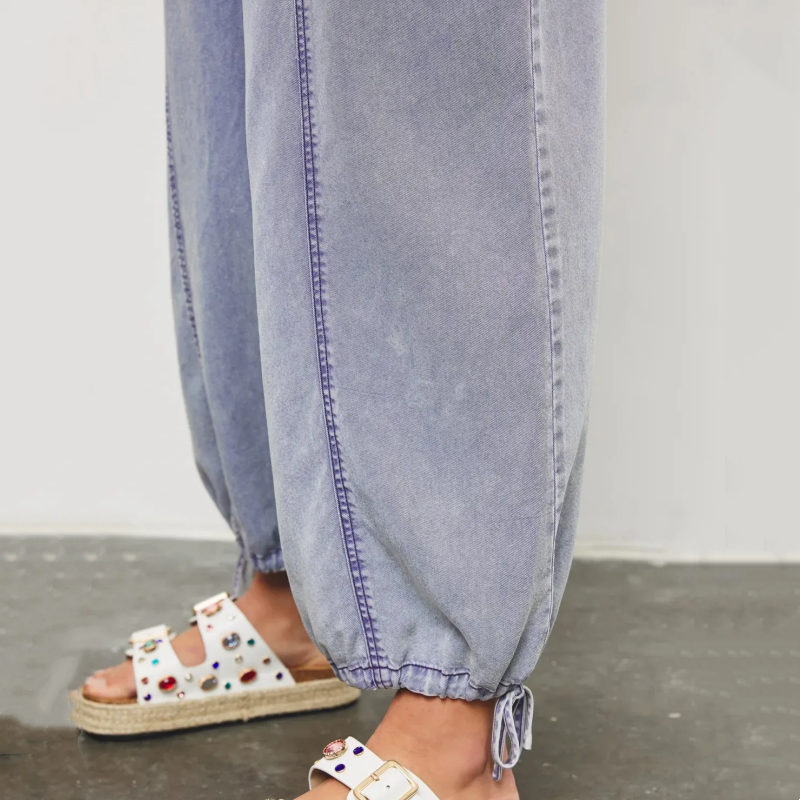 Deep V Denim Jumpsuit