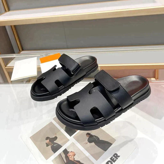 Verta - Comfortable Roman-style summer sandals with H-shape and Velcro fastening