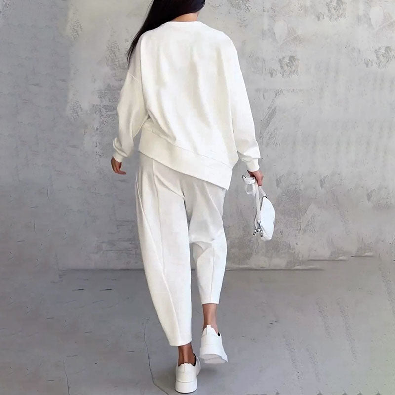 Long sleeves with round neck ＆ Trousers 2-piece set