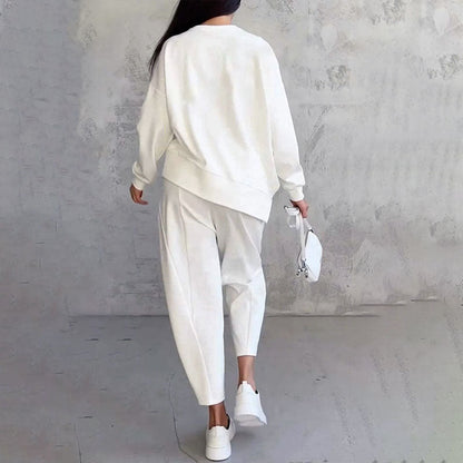 Long sleeves with round neck ＆ Trousers 2-piece set