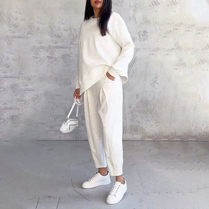 Long sleeves with round neck ＆ Trousers 2-piece set