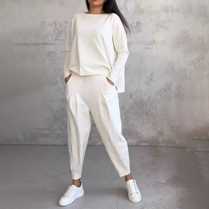 Long sleeves with round neck ＆ Trousers 2-piece set